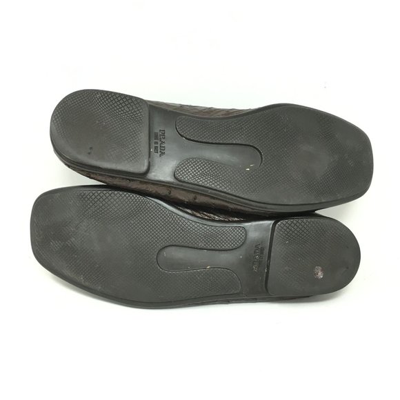 Prada Loafers Shoe Sz 7 UK/8 US Brown Full Ostrich main image 4